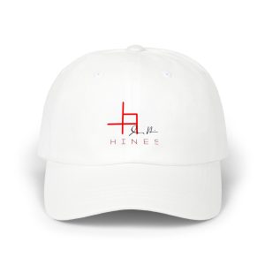 Embroidered Hines Logo Dad Cap — Minimalist White Baseball Hat